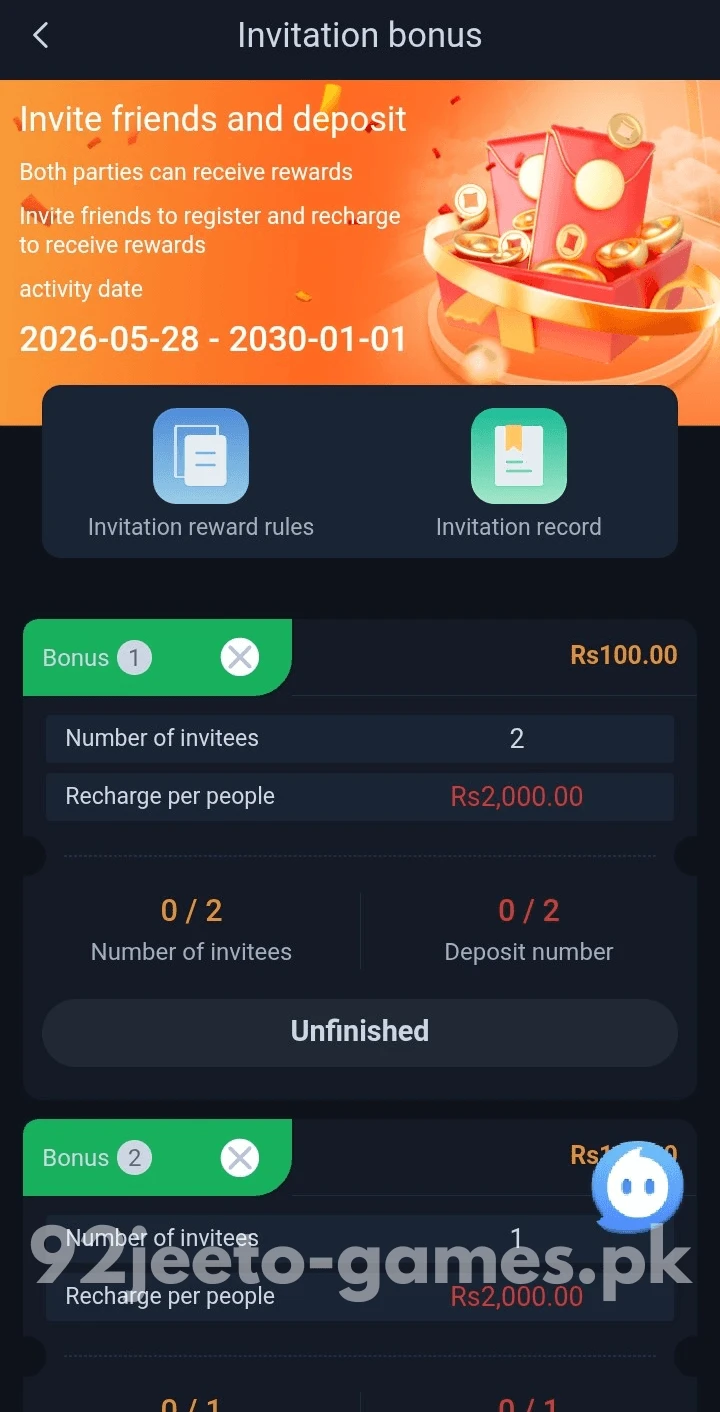 92 Jeeto Invitation Bonus