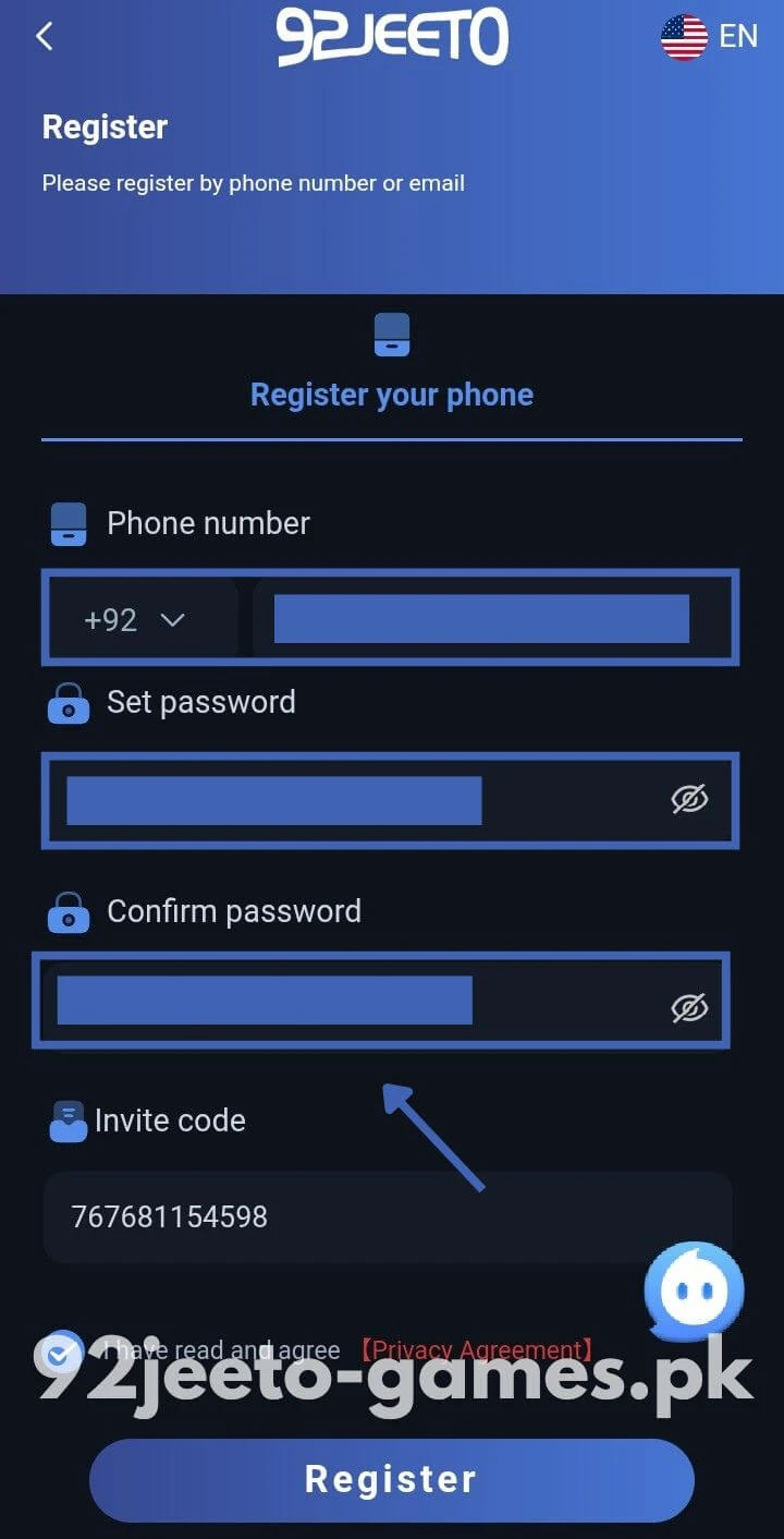 Select Strong Password for Register